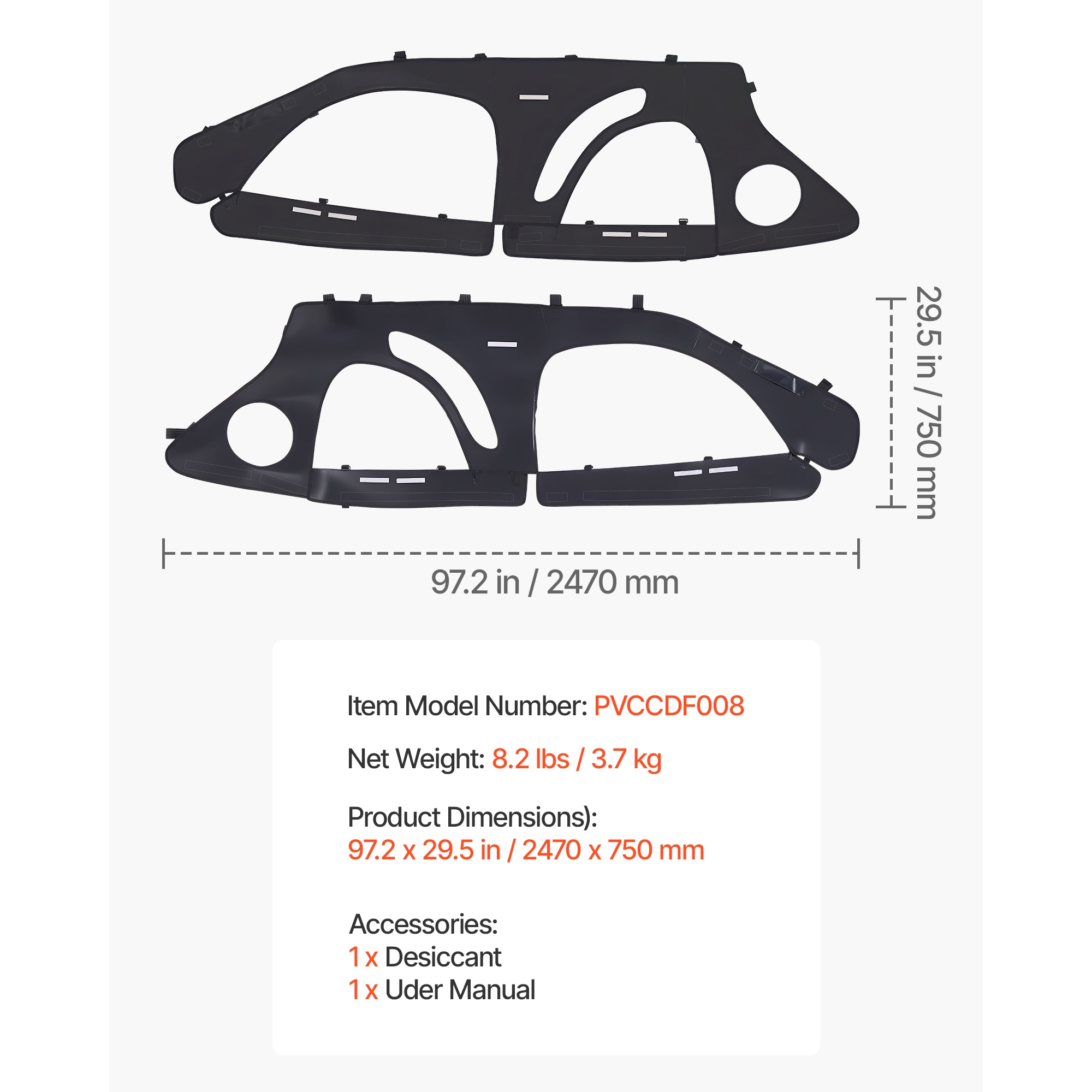 Upper Door Enclosure Set For Polaris Rzr Pro And Turbo Models_voghion.com